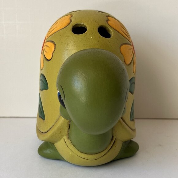 MCM 70s BoHo Ceramic Turtle Tortoise Figurine w/ Holes for Pens Makeup Brushes - Picture 2 of 13